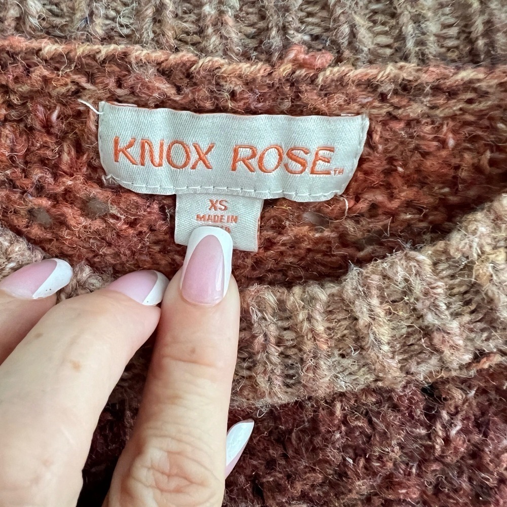 Knox Rose Bohemian Sweater XSmall Brown Ombre Crochet Knit Crewneck - Picture 7 of 7